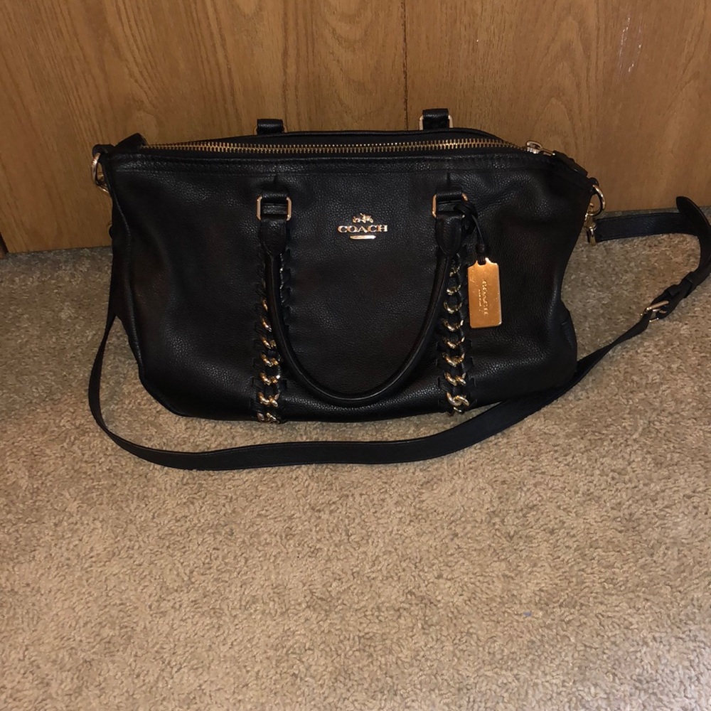 Black genuine leather Coach bag/purse